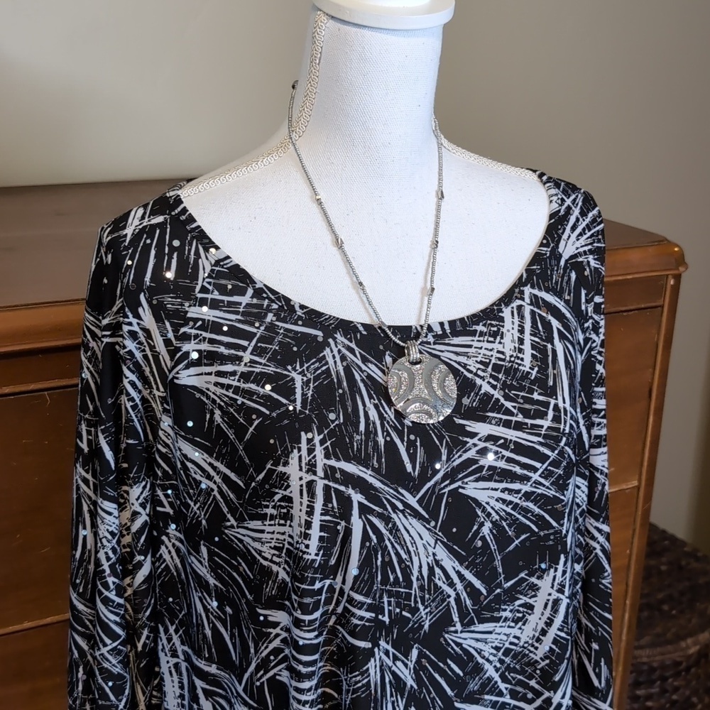 BRITTANY BLACK WOMAN Shimmer Sequin tunic SZ 2X - Picture 3 of 12
